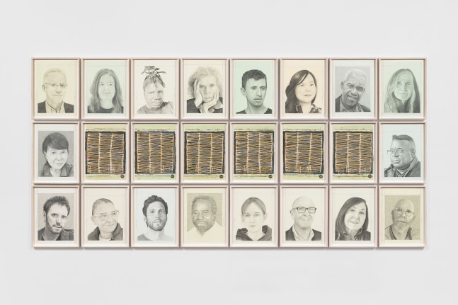 Phong H. Bui&amp;nbsp;(b. 1964)

Symphony #7 (for Tony Bechara), 2025

Portraits: Pencil on paper

Meditation Paintings: Gouache, watercolor, and pencil on paper

14 7/8 x 11 1/4 inches each, sheet

16 1&amp;frasl;2 x 12 3&amp;frasl;4 inches each, framed

50 1&amp;frasl;2 x 105 1&amp;frasl;2 inches, overall