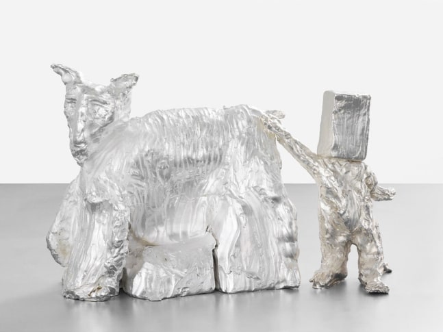 Urs Fischer

cat + blockhead, 2014

Cast bronze, silver plating

26h x 39w x 13d in

Edition 1 of 2 &amp;amp; 1 AP

Price available upon inquiry: stellan@stellanholm.com