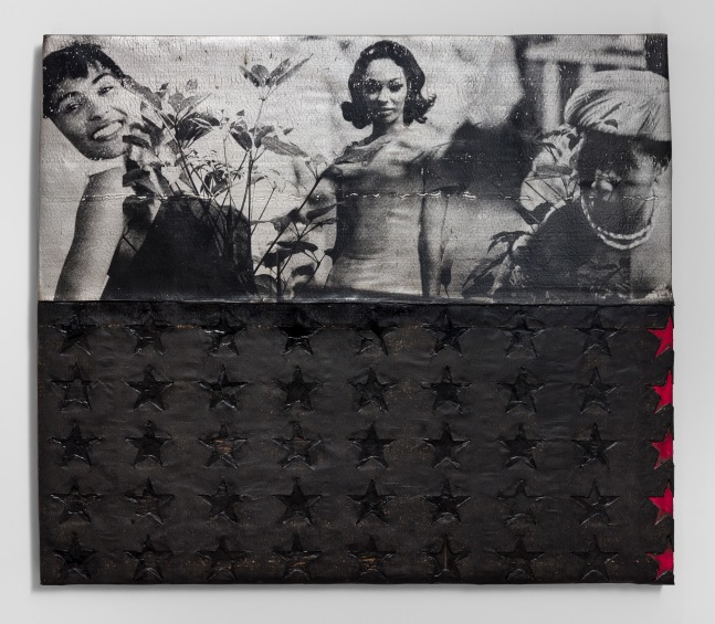3 Women, 2025
Bitumen, rubber, oil-based acrylic, silkscreen image and steel
64 1/2 &amp;times; 75 &amp;times; 5 1/2 inches
163.8 &amp;times; 190.5 &amp;times; 14 cm