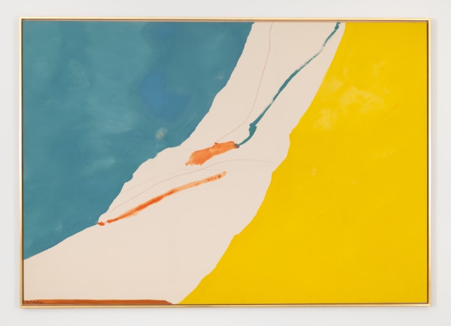 Helen Frankenthaler
Arriving in Africa, 1970
Acrylic and crayon on canvas
82 &amp;times; 117 3/4 inches (208.3 &amp;times; 299.1 cm)
Sold