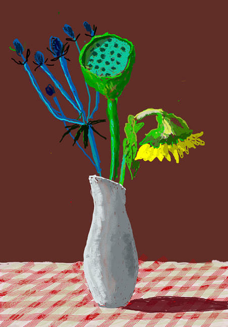 David Hockney&amp;nbsp;
&amp;ldquo;19th March 2021, Sunflower with Exotic Flower&amp;rdquo;&amp;nbsp;
iPad painting printed on paper&amp;nbsp;
Edition of 50&amp;nbsp;
89 x 63.5 cm (35 x 25 Inches)&amp;nbsp;
&amp;copy; David Hockney&amp;nbsp;