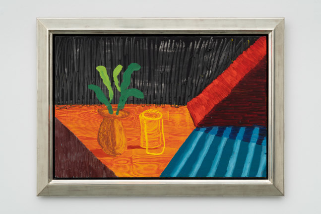 David Hockney
Glass of Lemonade, 1991
Oil on canvas
24 &amp;times; 36 inches (61 &amp;times; 91.4 cm)
Sold