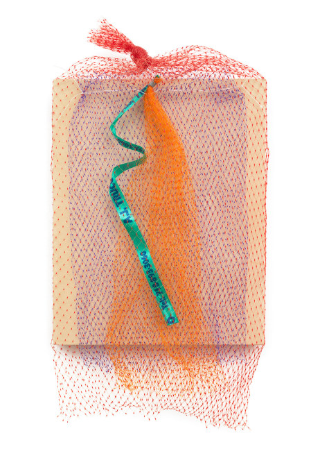Untitled, 2018
Wood, produce nets, ribbon and thread
15 x 8 x 3 inches