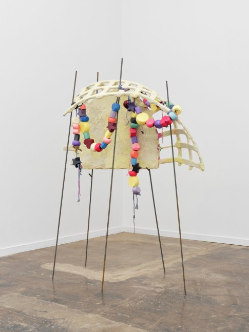 Ester Parteg&amp;agrave;s
Knots (Laundry Baskets), 2024
Cardboard, Fast-Mach&amp;eacute;, fabric, pigments, rebar, cast polyurethane, branches, wool
86 x 54 x 40 inches