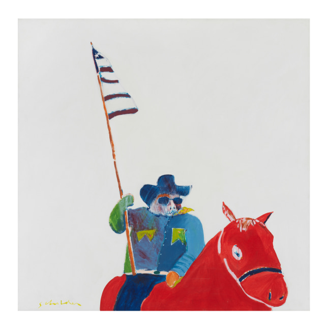 Indian on Red Horse, 1969
Acrylic on canvas
47 x 47 inches