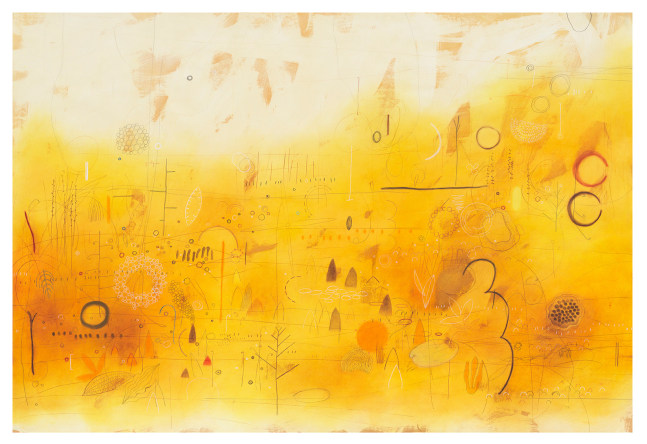 Emmi Whitehorse
Mapping Chaco I, 2025
Oil, colored pencil, graphite, and chalk on paper mounted on canvas
60 x 90 in (152.4 x 228.6 cm)