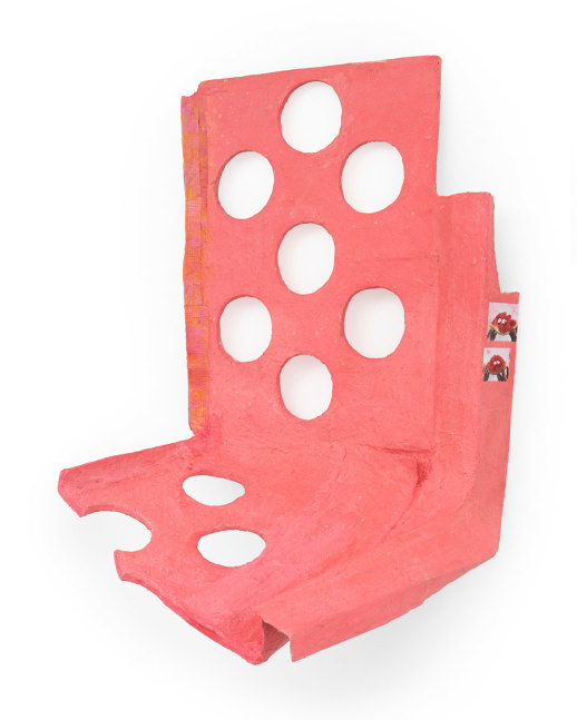 In U (watermelon), 2025
Cardboard, FastMach&amp;eacute;, fabric, glue, pigments, Xerox prints
55 x 39 x 28&amp;nbsp;