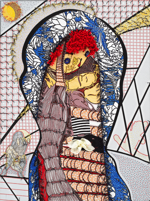Franklin Williams
Secret Sweet Portrait, 2020
Acrylic on canvas with collage, yarn, crochet thread and handkerchief
40 x 30 inches (101.6 x 76.2 cm)