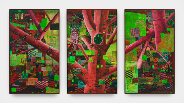 Ross Caliendo

Forest, 2025

oil and acrylic on canvas with artist frame

each: 87 5/8 x 51 1/2 in (222.6 x 130.8 cm)