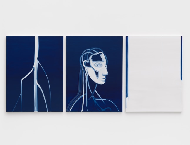 Wanda&amp;nbsp;Koop
Caravaggio Blue,&amp;nbsp;2020
acrylic on canvas
Dimensions variable: 3 parts; each 48 x 36 in
WK249