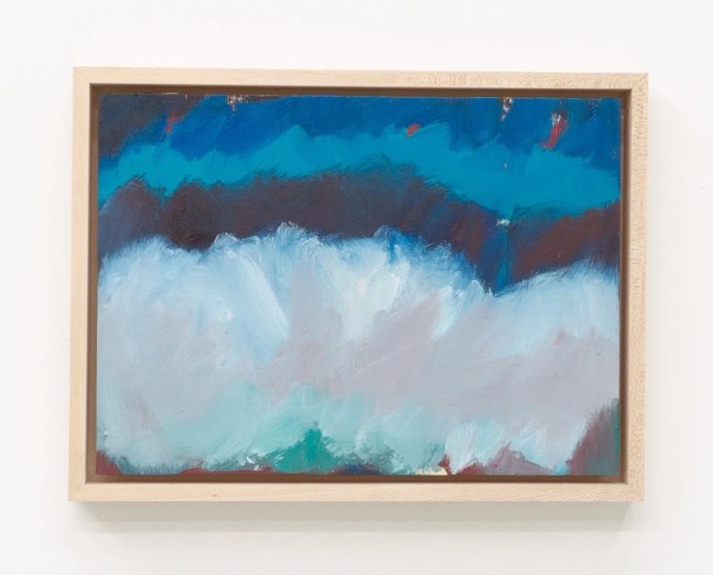 An abstract painting of varying hues of blue that seem to recede into the background.