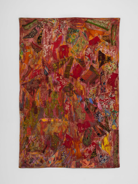 Pacita Abad (1946-2004)
Bandung, 1999
Oil, painted batik cloth stitched on canvas
87 x 58 3/4 in
221 x 149.2 cm