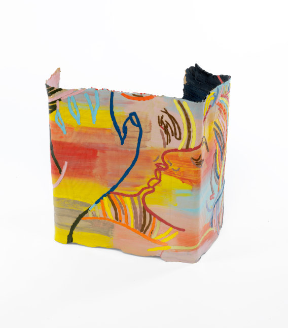 Ghada Amer (b. 1963) Box in Color, 2015 Glazed stoneware with porcelain inlay and porcelain slip 23.5 x 20 x 16 inches 59.7 x 50.8 x 40.6 cm