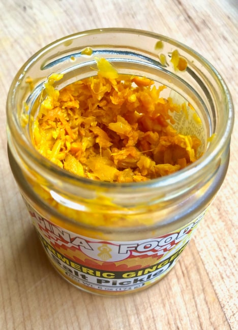 Jarred turmeric ginger pickle