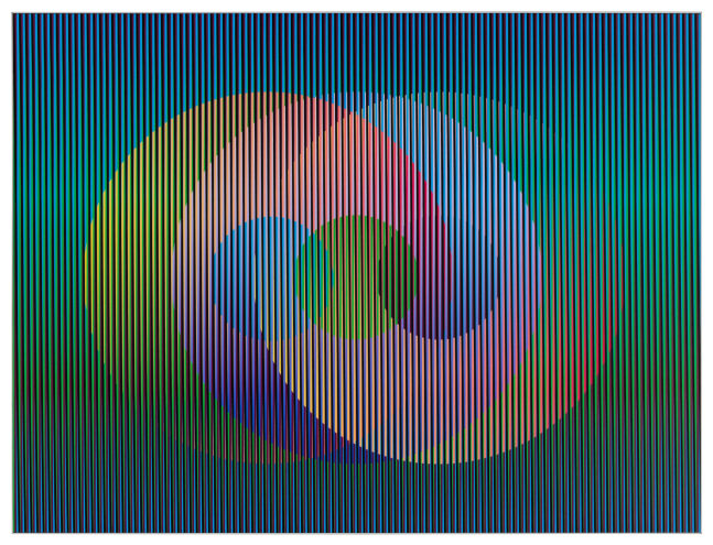 Carlos&amp;nbsp;Cruz-Diez

Color Aditivo Panam C&amp;iacute;rculos 1, 2010

Cromography on aluminium

60 x 80 cm

23 28/45 x 31 63/127 in

Edition 4 of 8