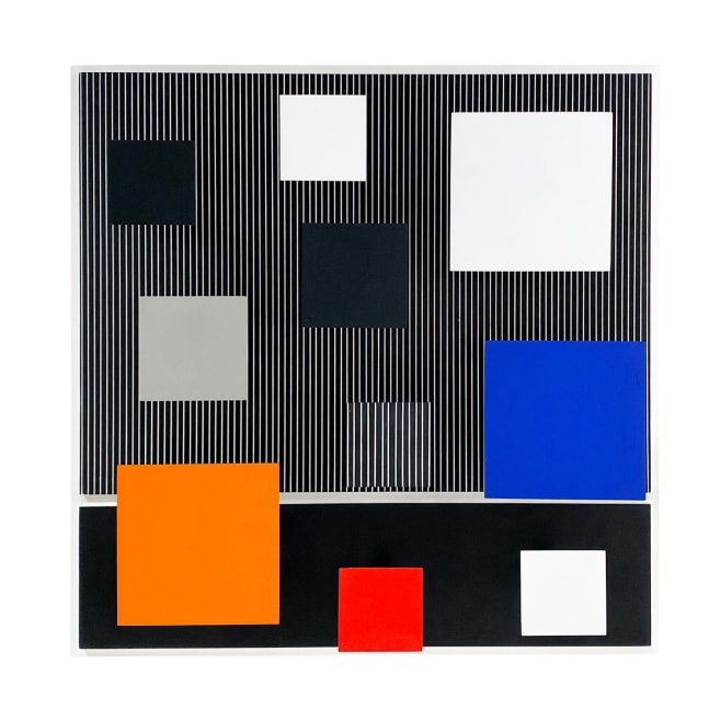Jes&amp;uacute;s Rafael Soto

Color y cuadrados, 1988

Paint on wood and metal

63h x 62w x 14d cm

24 102/127h x 24 52/127w x 5 65/127d in

Unique