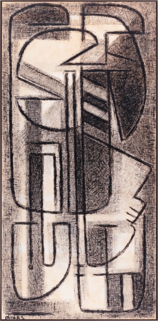 Oswaldo Vigas

Gran Objeto Vertical, 1956

Tinta china sobre papel fijado sobre cart&amp;oacute;n

195h x 95w cm

76 98/127h x 37 51/127w in

&amp;Uacute;nica