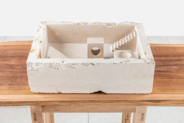 Diego P&amp;eacute;rez

Proyecto para un patio hundido, 2021

Egyptian white marble, wood

96h x 74w x 52d cm

37 51/64h x 29 9/64w x 20 15/32d in

Unique