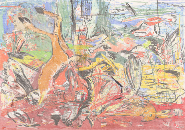 Untitled (Still Life in a Landscape),&amp;nbsp;2020
Monotype with watercolor, watercolor crayon&amp;nbsp;
46 1/2 x 63 3/4 inches
CB1409