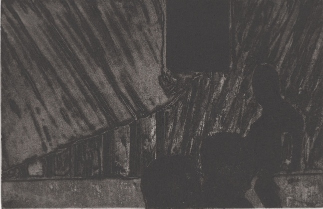 Peter Doig, studiofilmclub (black curtain), 2025