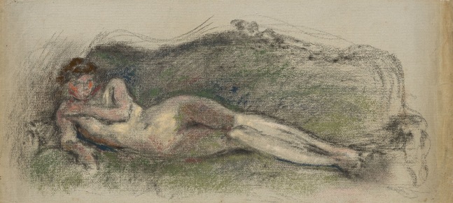 Ker-Xavier Roussel

&amp;ldquo;Femme nue allong&amp;eacute;e sur un canap&amp;eacute;&amp;rdquo;, ca. 1912-1914

Pastel, charcoal on paper

11 x 24 inches

28 x 61 cm

DIV 159