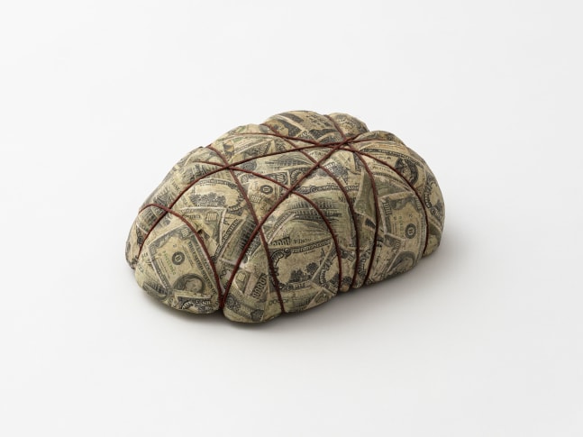 Seung-taek Lee

&amp;ldquo;Tied Money&amp;rdquo;, 1985

Paper, rope

8 3/4 x 12 3/4 x 4 inches

22 x 33 x 10 cm

LEE 25