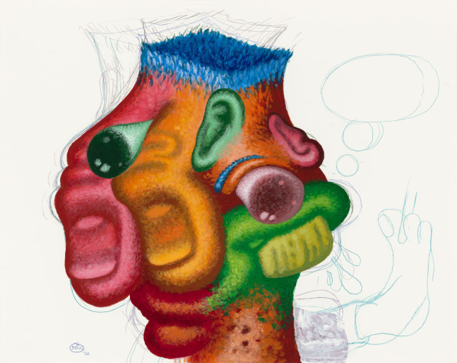 Peter Saul

&amp;quot;The Neighbor&amp;quot;, 2012

Acrylic, colored pencil on paper

23 x 29 1/4 inches

58.5 x 74 cm

SAUZ 7/00