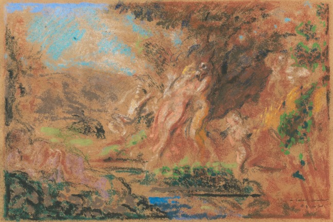 Ker-Xavier Roussel

&amp;ldquo;Satyre et nymphe avec amour dans un bois&amp;rdquo;, ca. 1904-1907

Pastel and gouache on vellum

10 1/2 x 13 1/2 inches

27 x 34.5 cm

DIV 133

$38,000

ON RESERVE