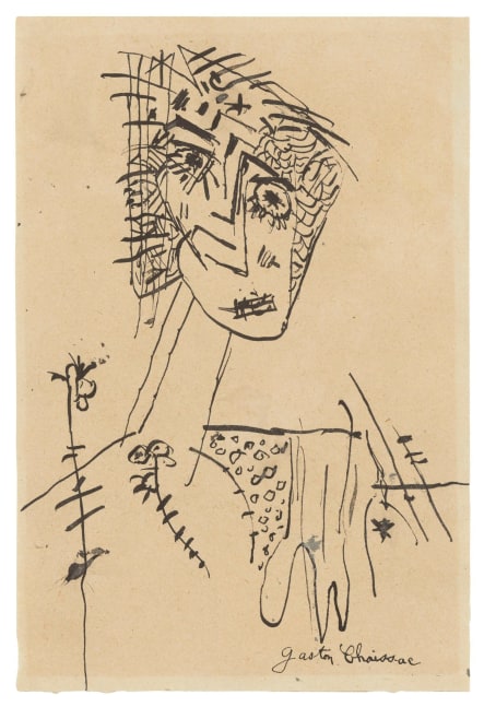 Gaston Chaissac

&amp;ldquo;Personnage en buste&amp;rdquo;, ca. 1955

India ink on paper

9 3/4 x 6 1/2 inches

24.5 x 16.5 cm

CHA 24
&amp;nbsp;

Play Video
.inquireButton {    border: none;    color: #000000;    background-color: #f8f8f8;    border-radius: 5px;    padding:10px;    font-family: Garamond, serif;    font-size:12px;  }  .inquireButton:hover {    color: #000000 !important;    background-color: #e6e6e6;  }  .inquireButton: focus {    color: #000000 !important;    background-color: #e6e6e6;  }



&amp;nbsp;