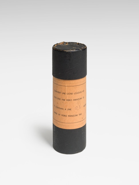 Piero Manzoni

&amp;ldquo;Linea 12,30 m&amp;rdquo;, 1959

Ink on rolled paper in cardboard tube

6 3/4 x 2 1/4 x 2 1/4 inches

17 x 6 x 6 cm

MAN 33

$290,000