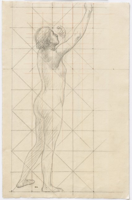 Pierre Puvis de Chavannes
&amp;ldquo;&amp;Eacute;tude pour L&amp;rsquo;Enfance de Sainte Genevi&amp;egrave;ve
(Study for The Childhood of Saint Genevieve)&amp;rdquo;, 1878
Pencil, colored pencil on paper
19 x 12 1/4 inches
48 x 31 cm
PCZ 22