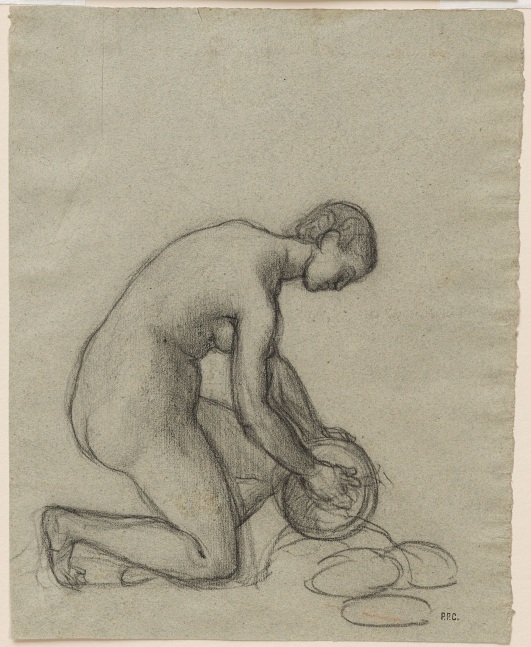 Pierre Puvis de Chavannes
&amp;ldquo;Femme astiquant un cuivre

(Woman Cleaning a Copper Pot)&amp;rdquo;, ca. 1854
Charcoal on paper
10 1/4 x 8 1/4 inches
26 x 21 cm
PCZ 4