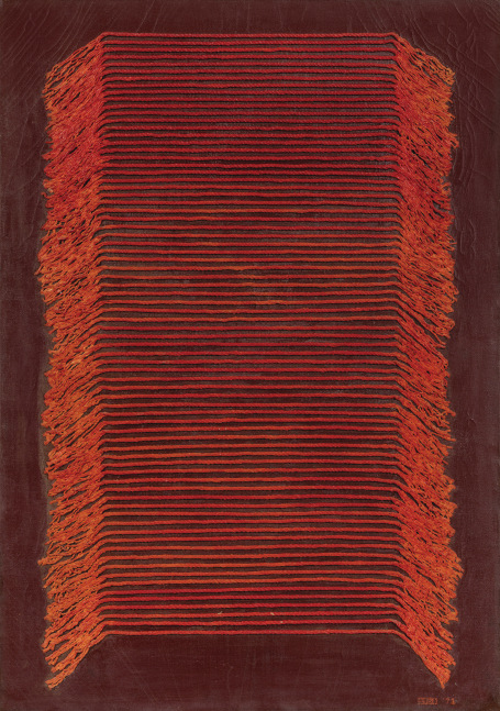 Seung-taek Lee

&amp;ldquo;Untitled&amp;rdquo;, 1972-1973

Rope on coloured canvas

45 x 31 3/4 inches

114 x 80.5 cm

LEE 10