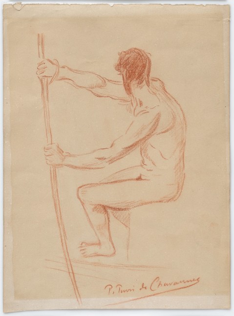 Pierre Puvis de Chavannes
&amp;ldquo;&amp;Eacute;tude pour Ave Picardia Nutrix
(Study for Ave Picardia Nutrix)&amp;rdquo;, 1865
Red chalk on paper
11 1/2 x 8 1/2 inches
29 x 21.5 cm
PCZ 54