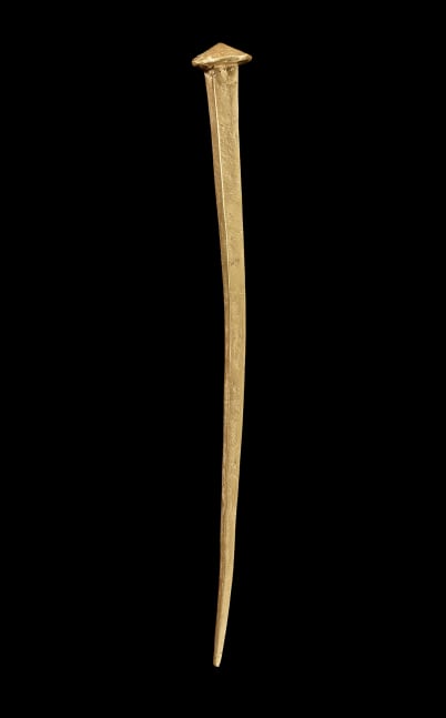 James Lee Byars
&amp;quot;The Philosophical Nail&amp;quot;, 1986
Gilded iron
10 3/4 x 1 1/4 x 1 1/4 inches
27 x 3 x 3 cm
JB 64
$75,000