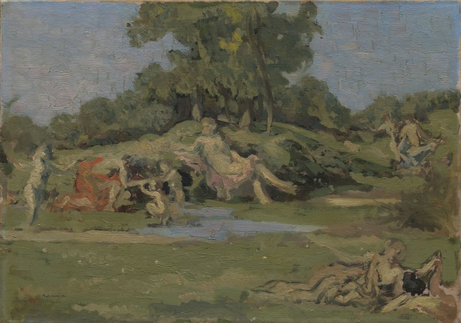 Ker-Xavier Roussel

&amp;ldquo;Nus dans un paysage&amp;rdquo;, 1901-1906

Oil on canvas

16 1/4 x 22 3/4 inches

41 x 57.5 cm

DIV 184

$80,000