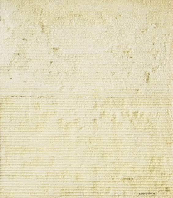 Piero Manzoni

&amp;ldquo;Achrome&amp;rdquo;, 1961

Polystyrene and phosphorescent paint

76 1/4 x 66 3/4 inches

193.5 x 169.5 cm

MAN 13