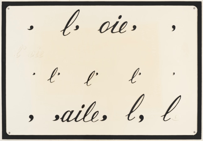 Marcel Broodthaers

&amp;ldquo;L&amp;rsquo;oie, l&amp;rsquo;aile&amp;rdquo;, 1970

Hand-painted vacuum-formed plastic

33 x 47 1/4 inches

83.5 x 120 cm

MB 9/D2

$250,000