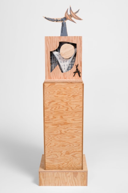 Aaron Curry

&amp;quot;Non-Objective Perspective on the Gestalt of an Abstraction in a Box (For Ash)&amp;rdquo;, 2023

Oil, acrylic gouache, colored pencil on wood

69 3/4 x 19 x 16 inches

177 x 48.5 x 40.5 cm

CUR 309