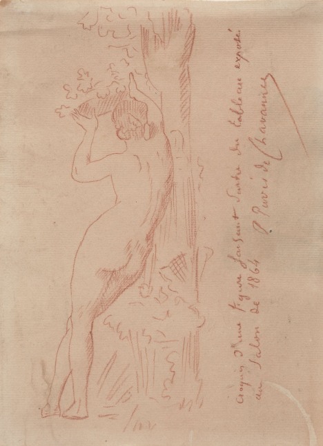 Pierre Puvis de Chavannes
&amp;ldquo;&amp;Eacute;tude pour L&amp;rsquo;Automne
(Study for Autumn)&amp;rdquo;, 1864
Chalk on paper
10 1/2 x 7 3/4 inches
26.5 x 20 cm
PCZ 96