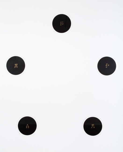 James Lee Byars

&amp;ldquo;5 Points Makes a Man&amp;rdquo;, 1993

Gold pencil on Japanese paper

Five parts, diameter each:

11 3/4 inches

30 cm

JBZ 193