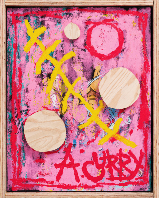 Aaron Curry

&amp;ldquo;Monster Music&amp;rdquo;, 2023

Oil and wood on T-shirt mounted to wood

19 3/4 x 15 1/2 x 3 inches

50 x 39.5 x 7.5 cm

CUR 313