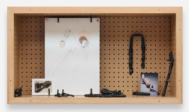 Enrico David
&amp;ldquo;Study for Circulation of the Eye: Our Body and the Body of the Thing&amp;rdquo;, 2022
Pencil and colored pencil on paper, bronze, rubber, C-prints, peg board, glass, wood
20 x 35 1/2 x 16 1/4 inches
50.5 x 90 x 41.5 cm
DAV 250