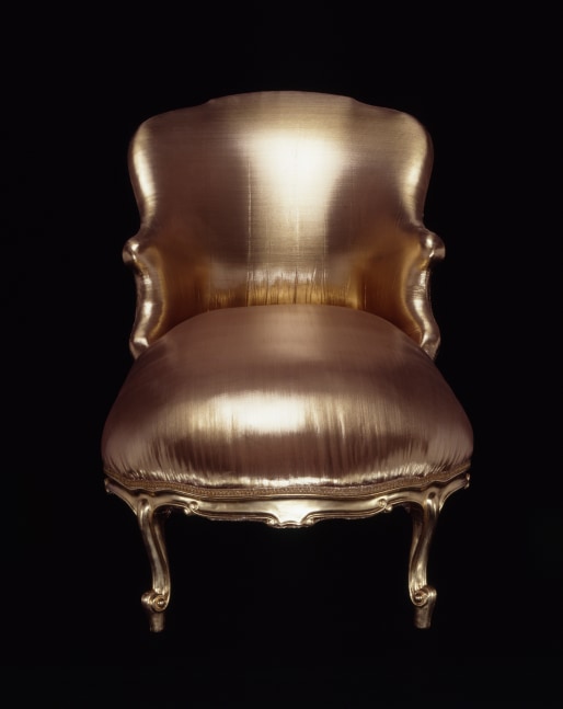 James Lee Byars

&amp;ldquo;The Golden Divan&amp;rdquo;, 1990

Antique chaise, gold silk

36 1/4 x 75 1/4 x 29 1/4 inches

92 x 191 x 74 cm

JB 124/C

$400,000
