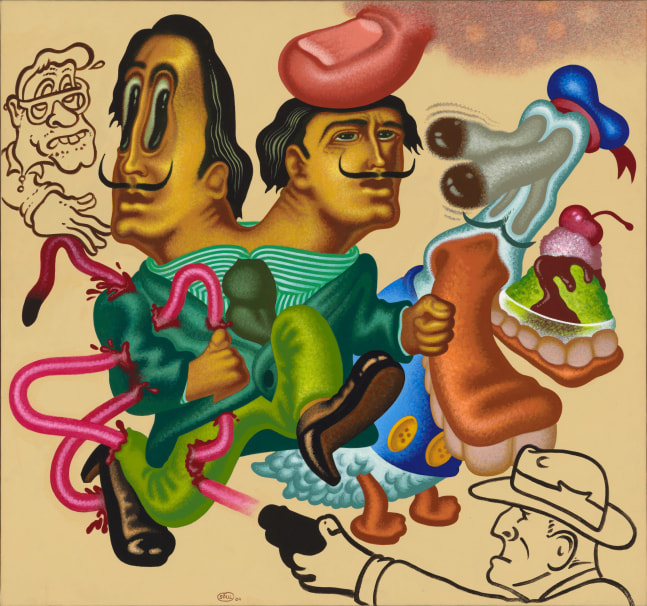 Peter Saul

&amp;ldquo;Dali in Trouble&amp;rdquo;, 2004

Acrylic, oil on canvas

59 x 63 inches

150 x 160 cm

SAU 2004/003