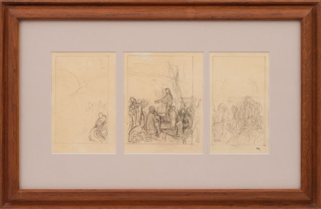 Pierre Puvis de Chavannes
&amp;ldquo;&amp;Eacute;tude pour Sainte Genevi&amp;egrave;ve ravitaillant Paris
(Study for Saint Genevieve Provisioning the Parisians)&amp;rdquo;, 1897
Pencil on paper
9 1/4 x 15 3/4 inches
23.5 x 40 cm
PCZ 101