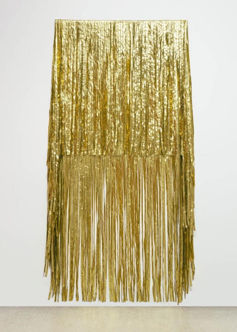 James Lee Byars

&amp;ldquo;World Flag&amp;rdquo;, 1991

Gold lam&amp;eacute;

161 x 85 x 6 inches

409 x 216 x 15 cm

JB 143