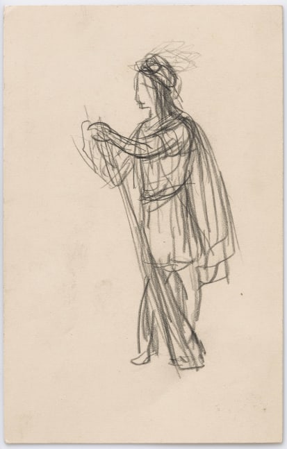 Pierre Puvis de Chavannes
&amp;ldquo;&amp;Eacute;tude pour Vie pastorale de Sainte Genevi&amp;egrave;ve
(Study for Pastoral Life of Saint Genevi&amp;egrave;ve)&amp;rdquo;, 1878
Pencil on visitor&amp;rsquo;s card (Palais des Beaux Arts, Champ de Mars)
6 1/4 x 4 1/4 inches
16 x 10.5 cm
PCZ 51