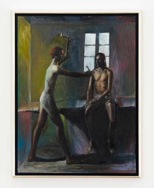 Giangiacomo Rossetti
Fantasia n.6 - Contratto devozionale, 2020
Oil on wood panel, artist&amp;#39;s frame
Painting: 12 x 9 inches (30.5 x 22.9 cm)
Artist frame: 13 x 10 x 1 3/8 inches (33 x 25.4 x 3.5 cm)