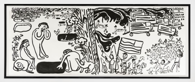 Paul Chan

Primitiv, 2020
Ink on paper
Paper: 50 1/2 x 132 inches (128.3 x 335.3 cm)
Frame: 54 5/8 x 136 1/8 x 2 7/8 inches (138.7 x 345.8 x 7.3 cm)